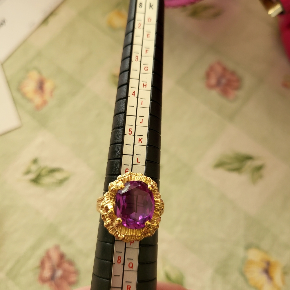 Ornate Purple Amethyst Gold Ring